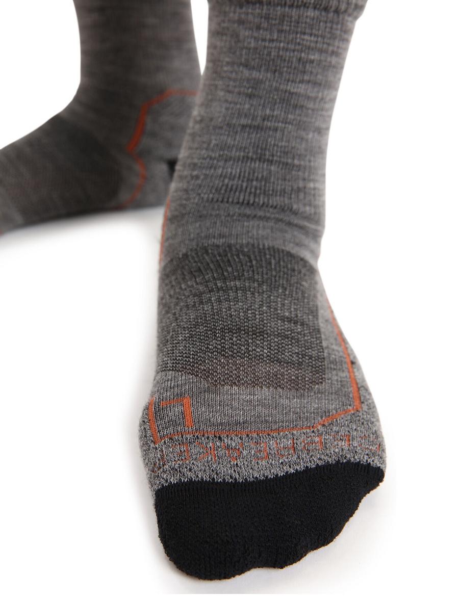 Women's Icebreaker Merino Hike+ Light Crew Socks Gritstone Heather / Black | CA 1521EBCX